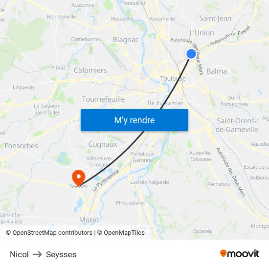 Nicol to Seysses map