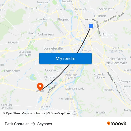 Petit Castelet to Seysses map