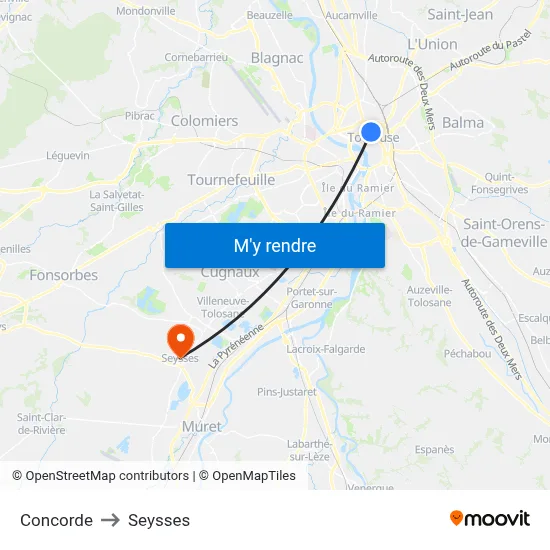 Concorde to Seysses map