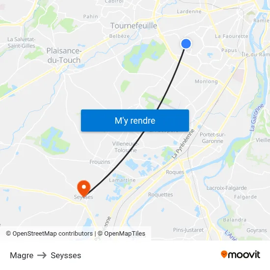 Magre to Seysses map