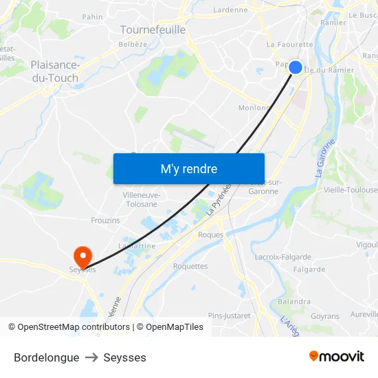 Bordelongue to Seysses map