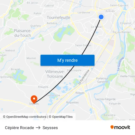 Cépière Rocade to Seysses map