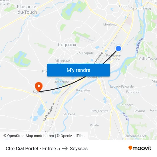 Ctre Cial Portet - Entrée 5 to Seysses map