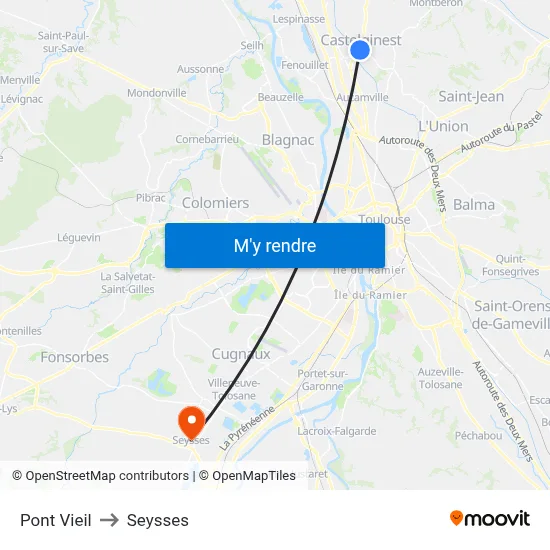Pont Vieil to Seysses map