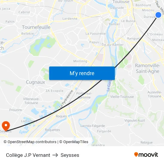 Collège J.P Vernant to Seysses map