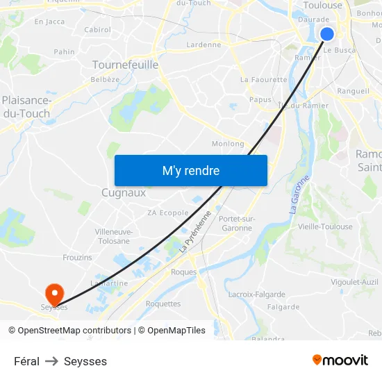 Féral to Seysses map