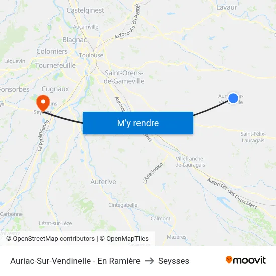 Auriac-Sur-Vendinelle - En Ramière to Seysses map