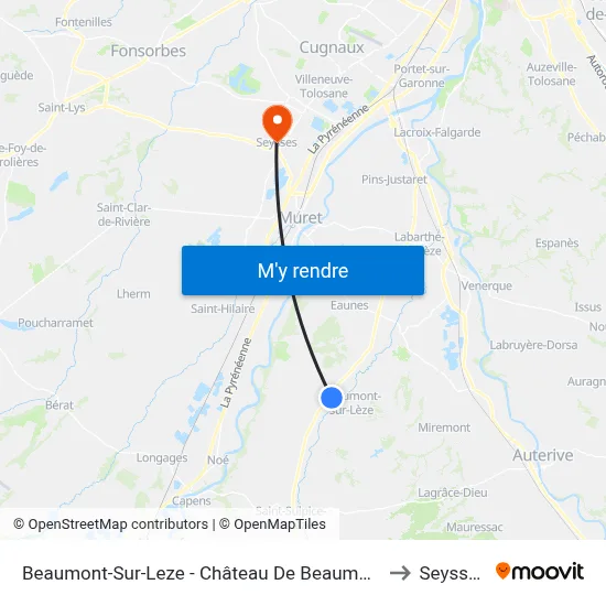Beaumont-Sur-Leze - Château De Beaumont to Seysses map