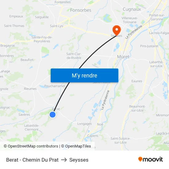 Berat - Chemin Du Prat to Seysses map