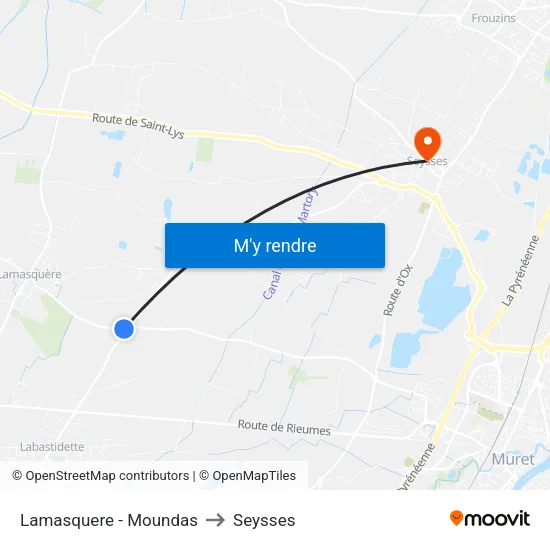 Lamasquere - Moundas to Seysses map