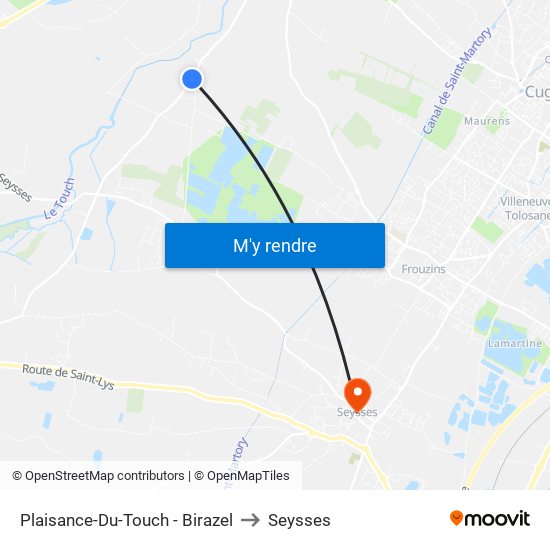Plaisance-Du-Touch - Birazel to Seysses map