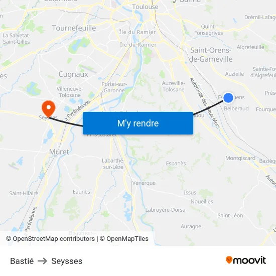 Bastié to Seysses map