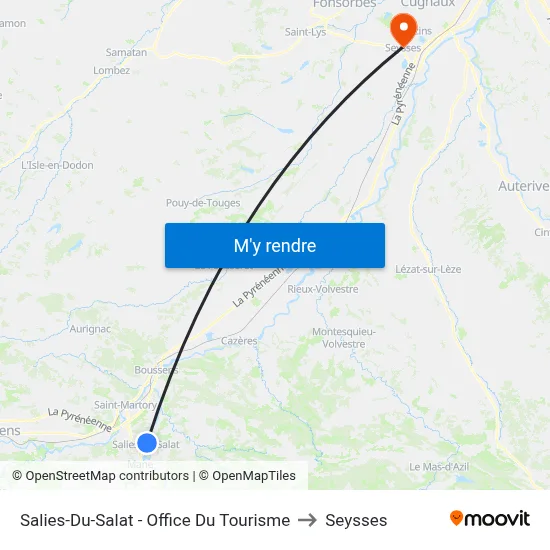 Salies-Du-Salat - Office Du Tourisme to Seysses map