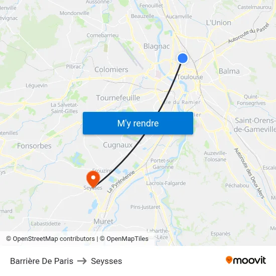 Barrière De Paris to Seysses map