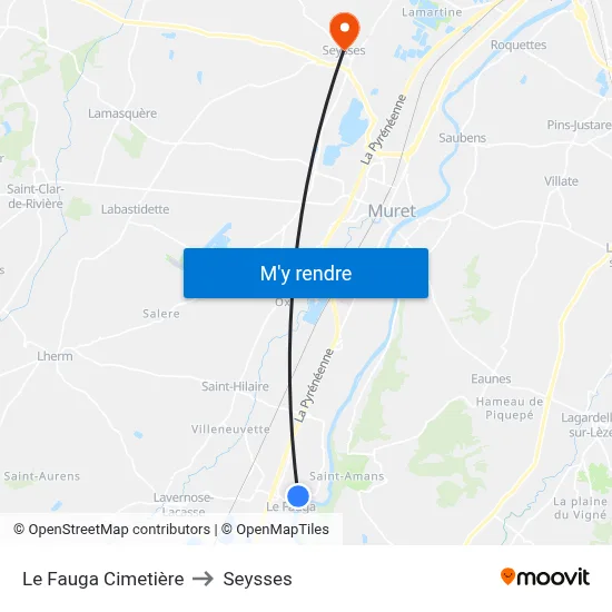 Le Fauga Cimetière to Seysses map