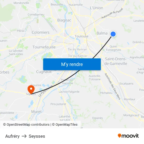 Aufréry to Seysses map