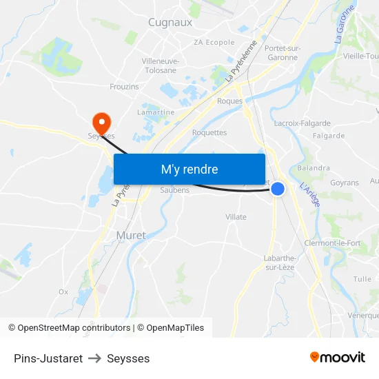 Pins-Justaret to Seysses map