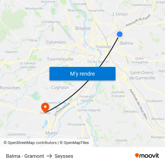 Balma - Gramont to Seysses map