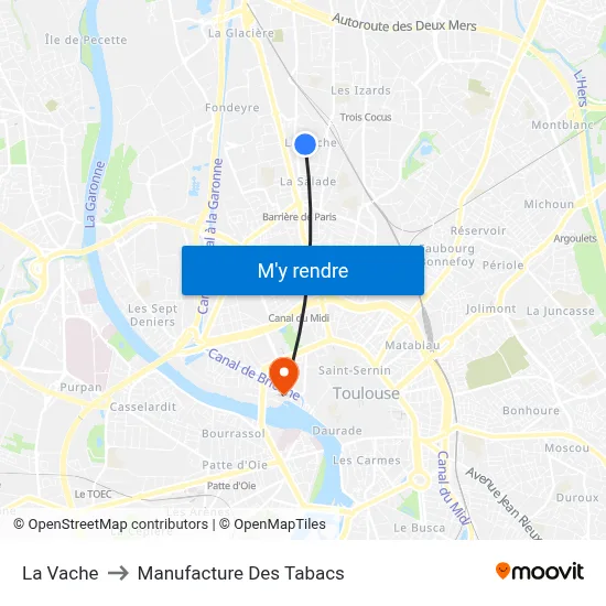 La Vache to Manufacture Des Tabacs map