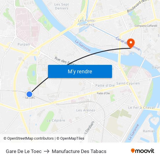 Gare De Le Toec to Manufacture Des Tabacs map