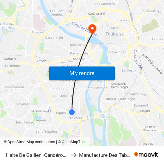 Halte De Gallieni-Cancéropôle to Manufacture Des Tabacs map