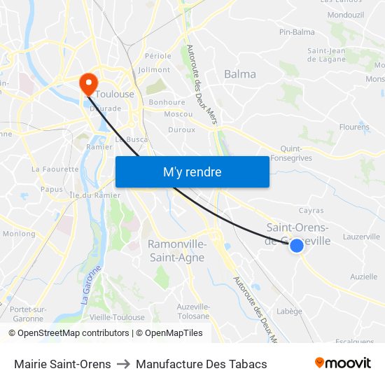 Mairie Saint-Orens to Manufacture Des Tabacs map