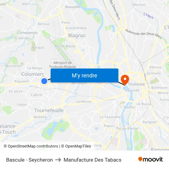 Bascule - Seycheron to Manufacture Des Tabacs map