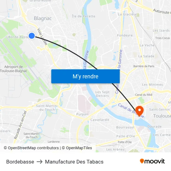 Bordebasse to Manufacture Des Tabacs map