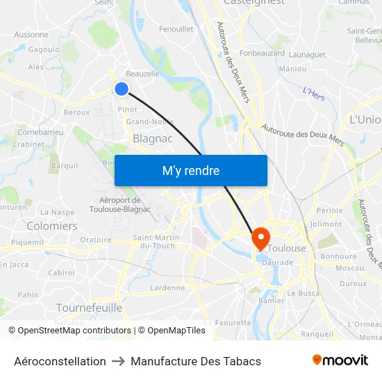 Aéroconstellation to Manufacture Des Tabacs map
