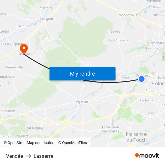 Vendée to Lasserre map