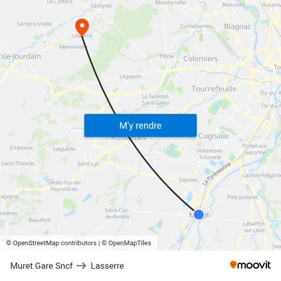 Muret Gare Sncf to Lasserre map