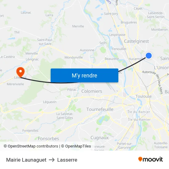 Mairie Launaguet to Lasserre map