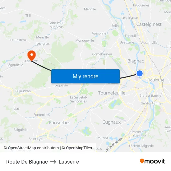 Route De Blagnac to Lasserre map