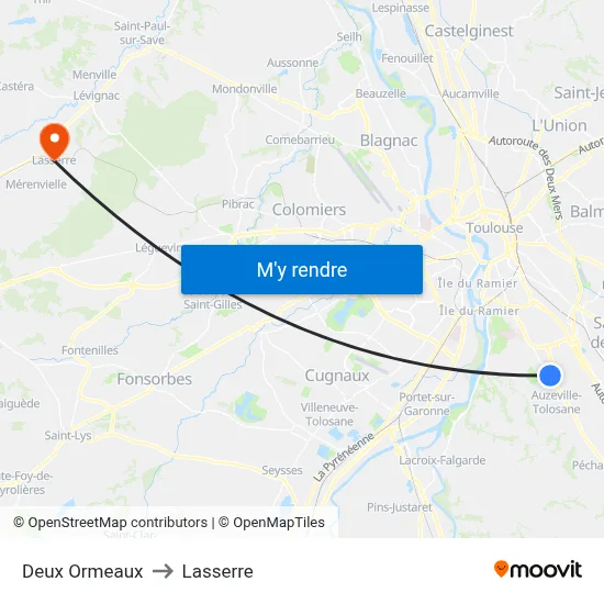 Deux Ormeaux to Lasserre map