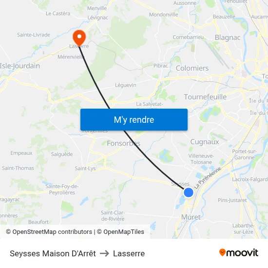 Seysses Maison D'Arrêt to Lasserre map