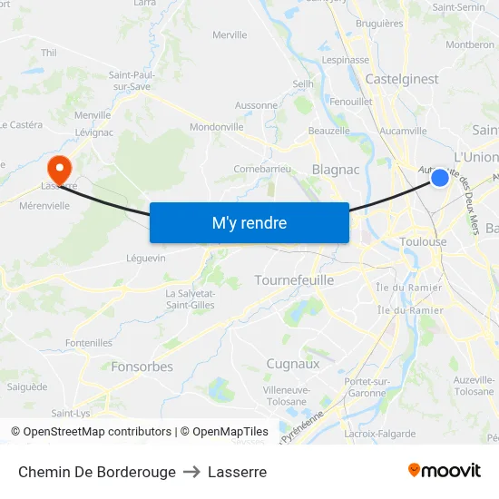 Chemin De Borderouge to Lasserre map