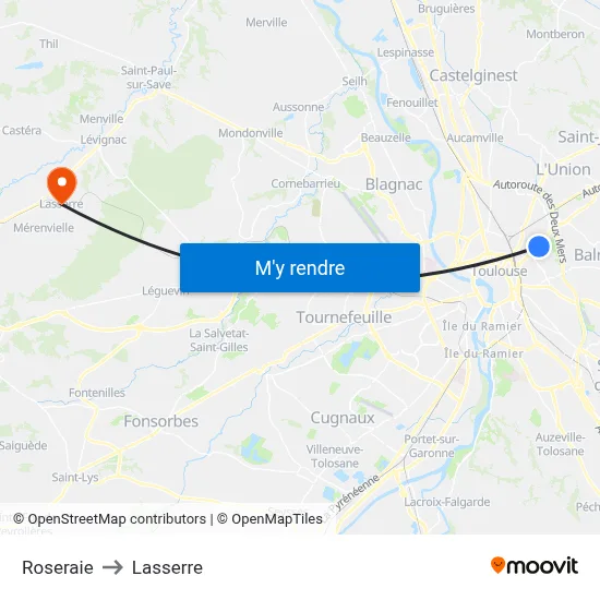 Roseraie to Lasserre map