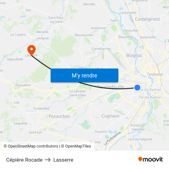 Cépière Rocade to Lasserre map