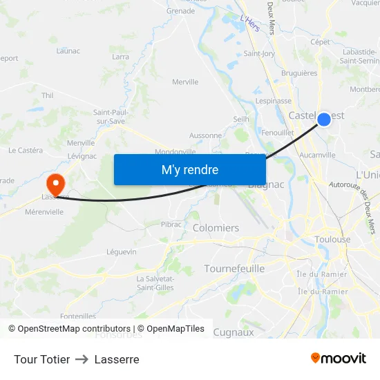 Tour Totier to Lasserre map