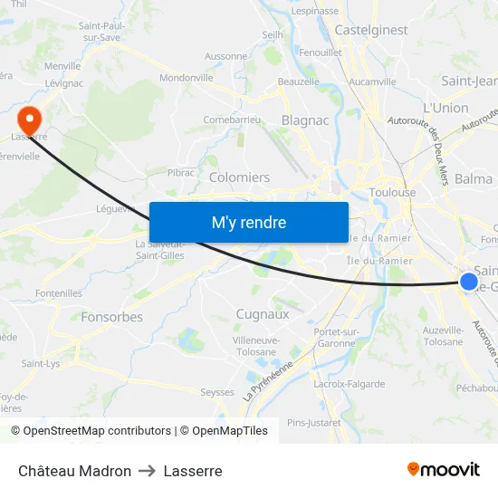Château Madron to Lasserre map