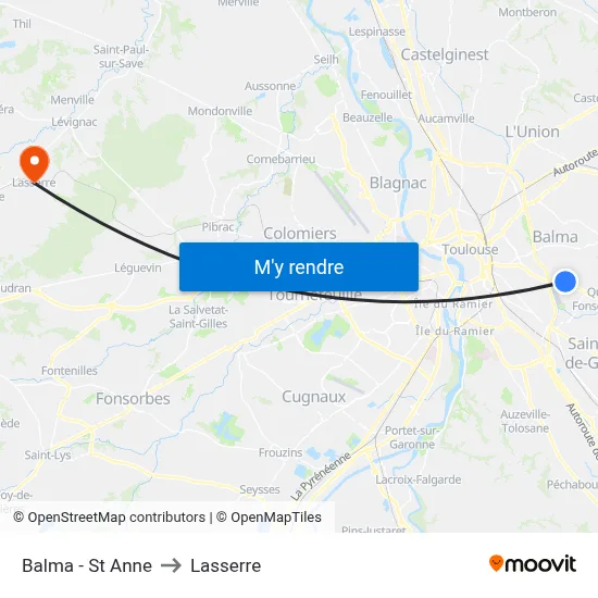 Balma - St Anne to Lasserre map