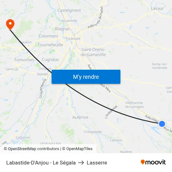 Labastide-D'Anjou - Le Ségala to Lasserre map