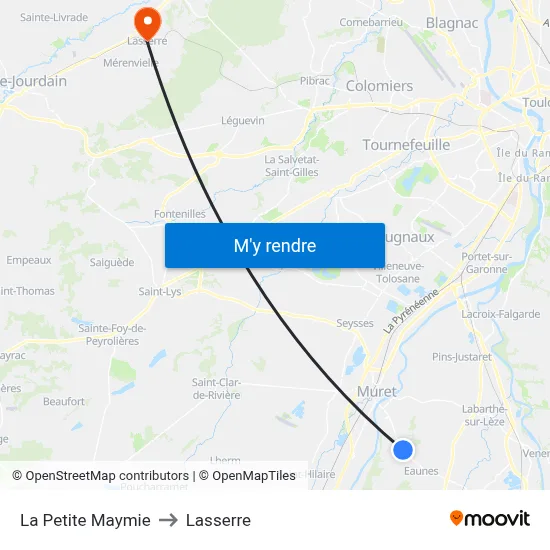 La Petite Maymie to Lasserre map