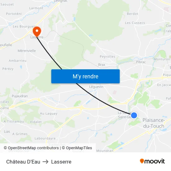 Château D'Eau to Lasserre map