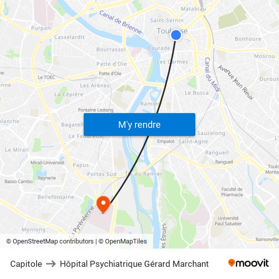 Capitole to Hôpital Psychiatrique Gérard Marchant map
