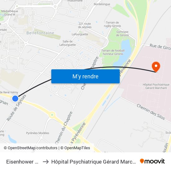 Eisenhower Est to Hôpital Psychiatrique Gérard Marchant map