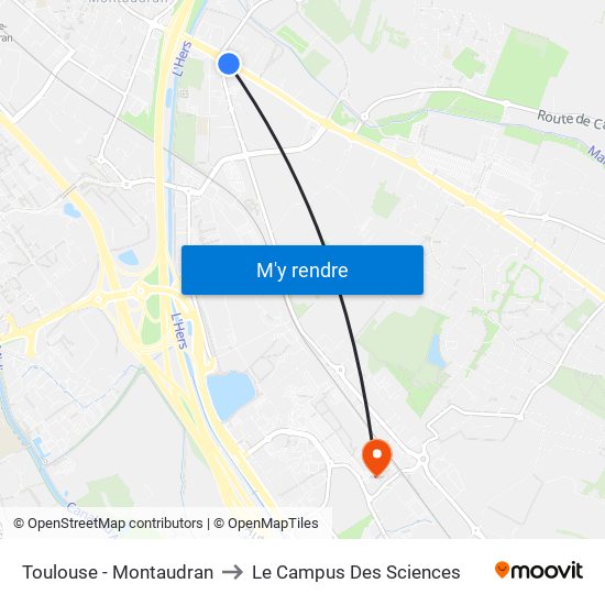 Toulouse - Montaudran to Le Campus Des Sciences map