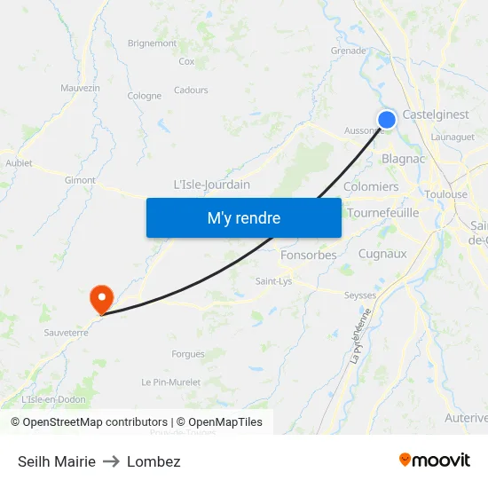 Seilh Mairie to Lombez map