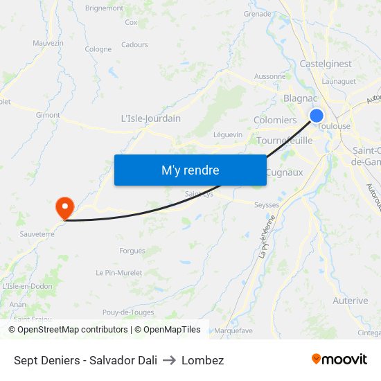 Sept Deniers - Salvador Dali to Lombez map