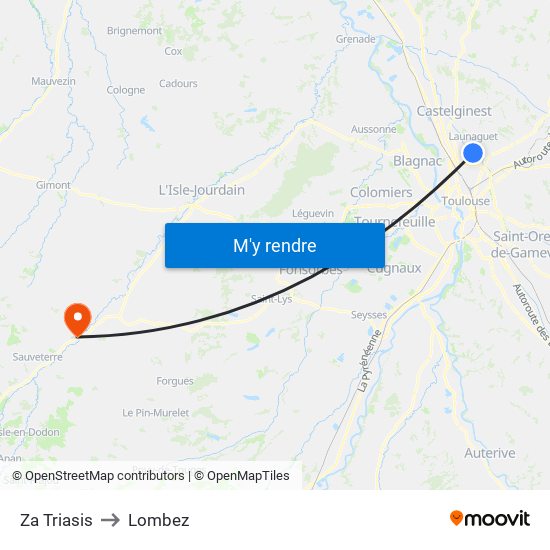 Za Triasis to Lombez map